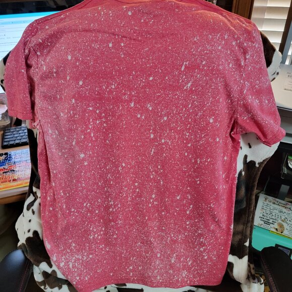 Cow Funny Red Bleached Unisex Tee Women Graphic Short Sleeve T-Shirt - Picture 4 of 6